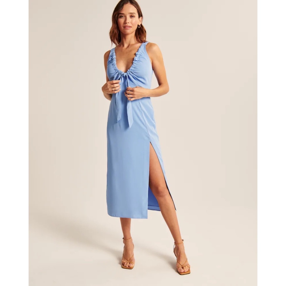 Abercrombie Cinched Neck Slip Midi Dress